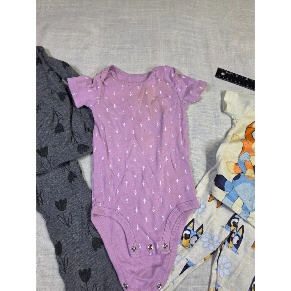 Carters Bluey Toddler Girl 18M Clothes Lot 5pc Pajamas Bodysuit Set Gray Purple